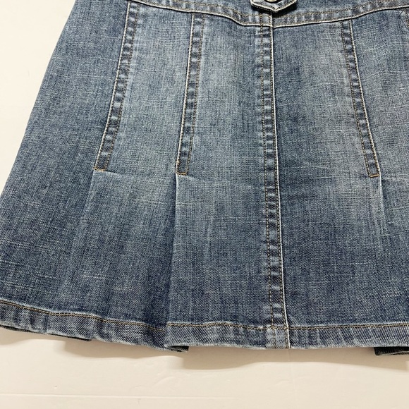 Mexx Womens 90s Y2K Red Zipper Detailed Dark Wash Denim Pleated Mini Skirt - Picture 4 of 10